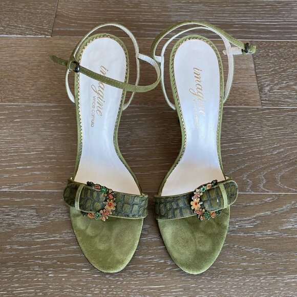 Imagine by Vince Camuto Croc Pony SandalGreen